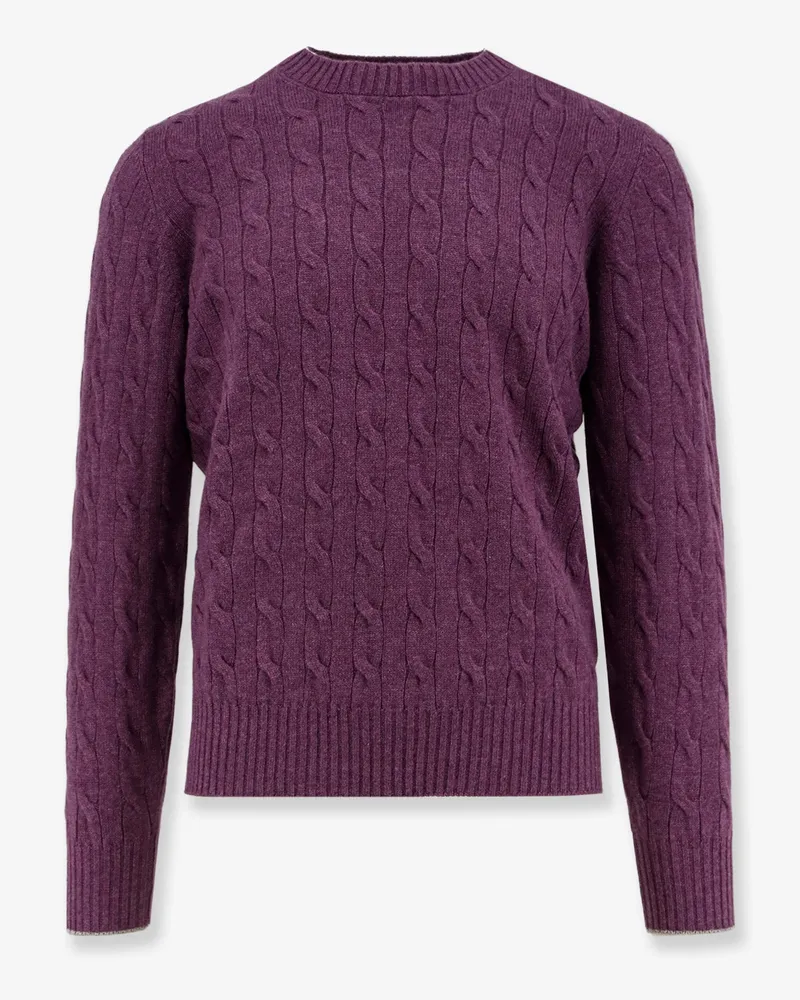 Brunello Cucinelli Cable knit cashmere sweater -  - gender_Man Purple