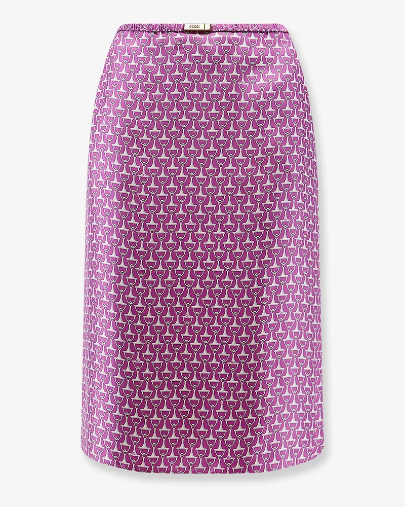 Gucci Silk skirt with Horsebit print -  - gender_Woman Purple