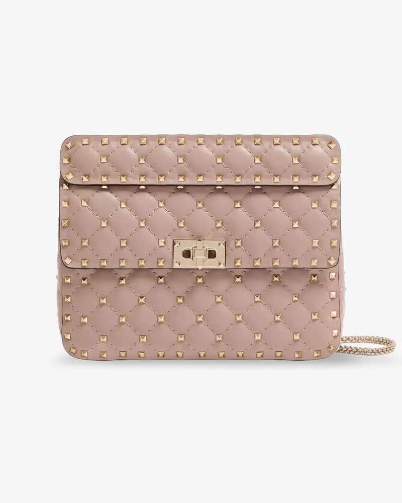 Valentino Garavani Rockstud Spike leather crossbody bag with iconic all-over studs -  - gender_Woman Beige