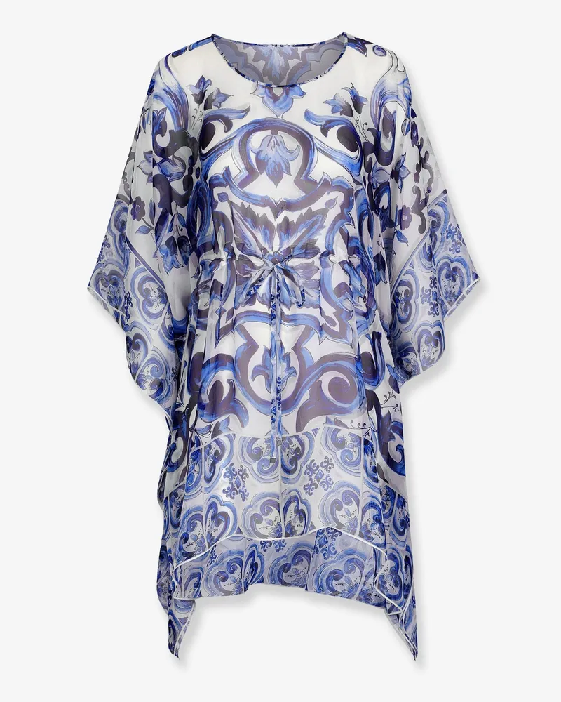 Dolce & Gabbana Chiffon kaftan with Maiolica print -  - gender_Woman Blue