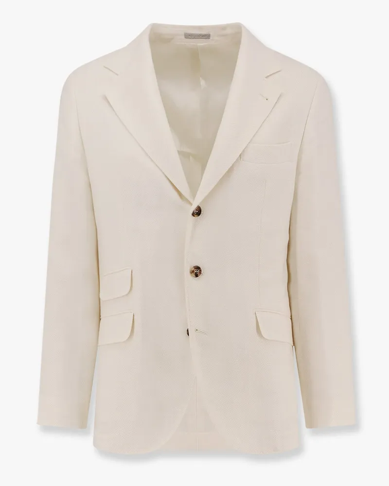 Brunello Cucinelli Linen, silk and wool blazer -  - gender_Man Beige
