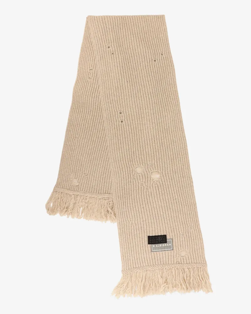 Maison Margiela Wool blend scarf with distressed effect -  - gender_Man Beige