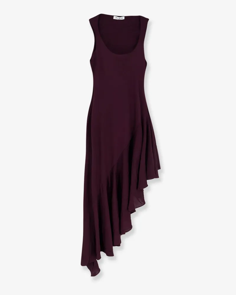 Alaïa Long asymmetrical viscose dress -  - gender_Woman Purple