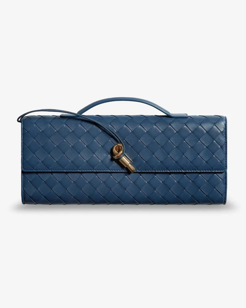 Bottega Veneta Andiamo Leather Clutch with Intrecciato Pattern -  - gender_Woman Blue