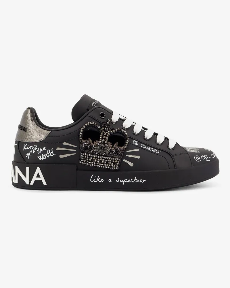 Dolce & Gabbana Leather sneakers with iconic prints -  - gender_Man Black