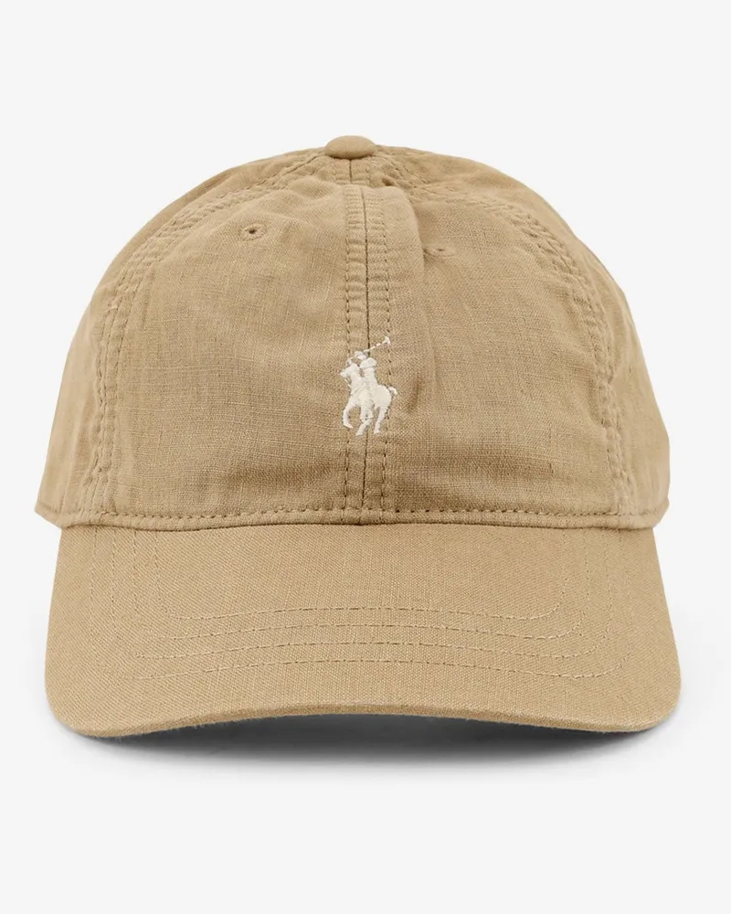 Ralph Lauren Linen hat with embroidered logo on the front -  - gender_Man Beige