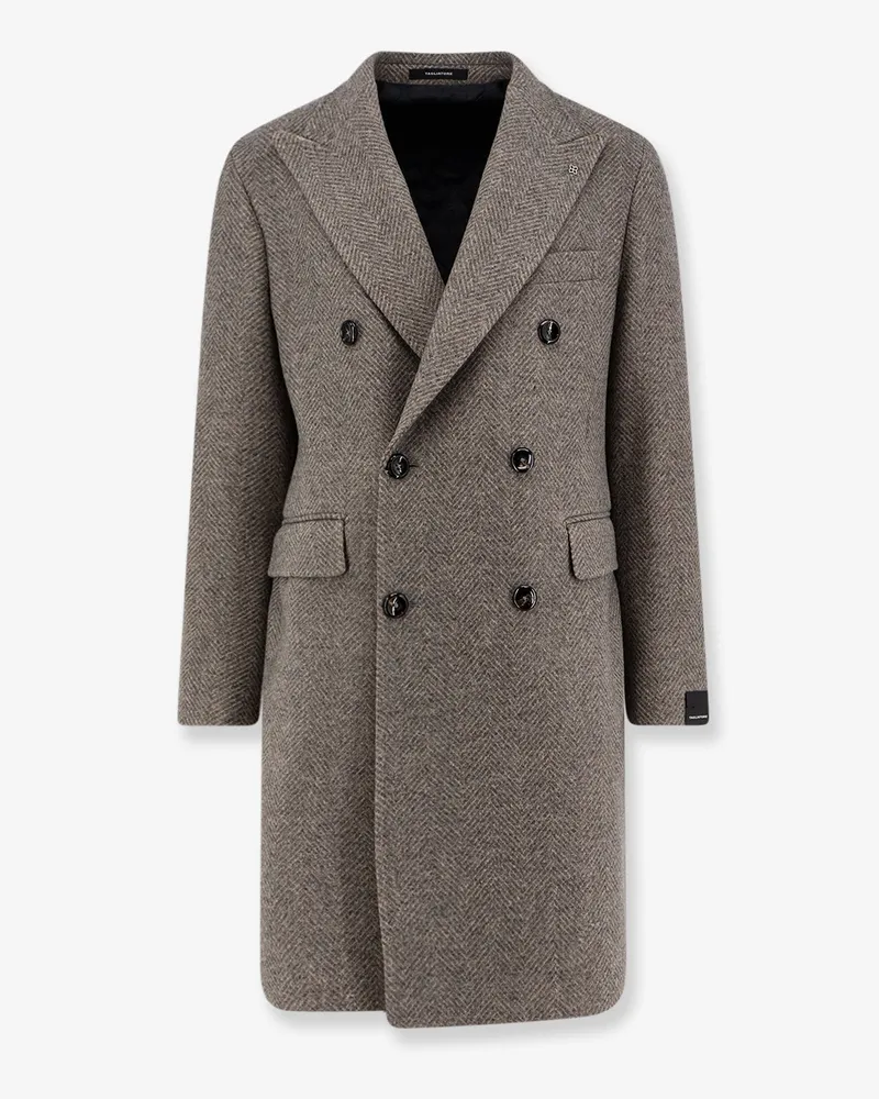 Tagliatore Herringbone virgin wool and cashmere coat -  - gender_Man Grey