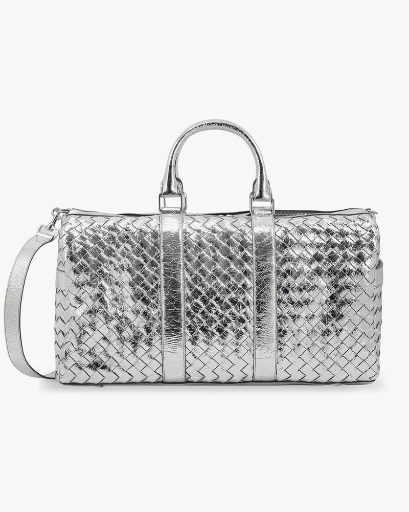 Bottega Veneta Silver leather duffle bag with intrecciato motif -  - gender_Man Silver