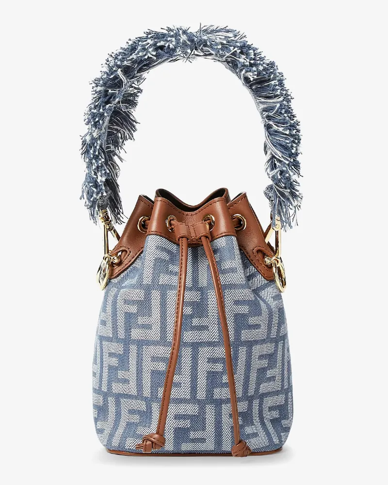 Fendi Mon Tresor jacquard FF fabric and leather bucket bag -  - gender_Woman Blue