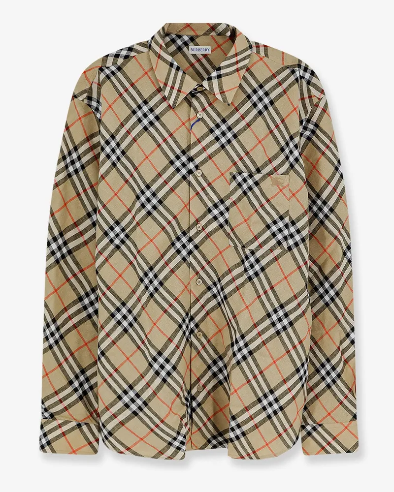 Burberry Linen shirt with check print -  - gender_Man Beige