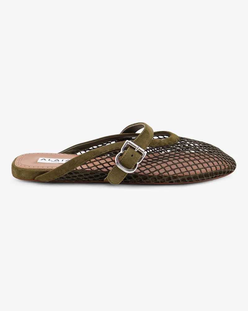 Alaïa Fishnet mesh and leather sandals -  - gender_Woman Green