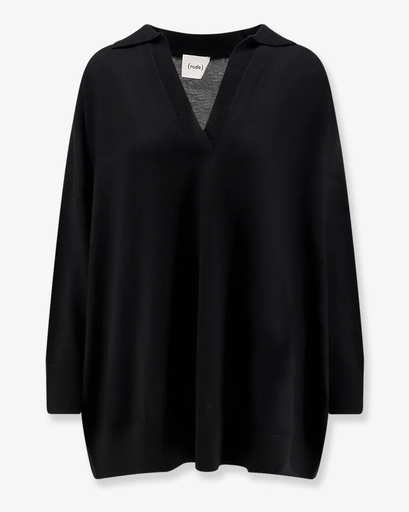 NUDE Virgin wool maxi polo shirt -  - gender_Woman Black