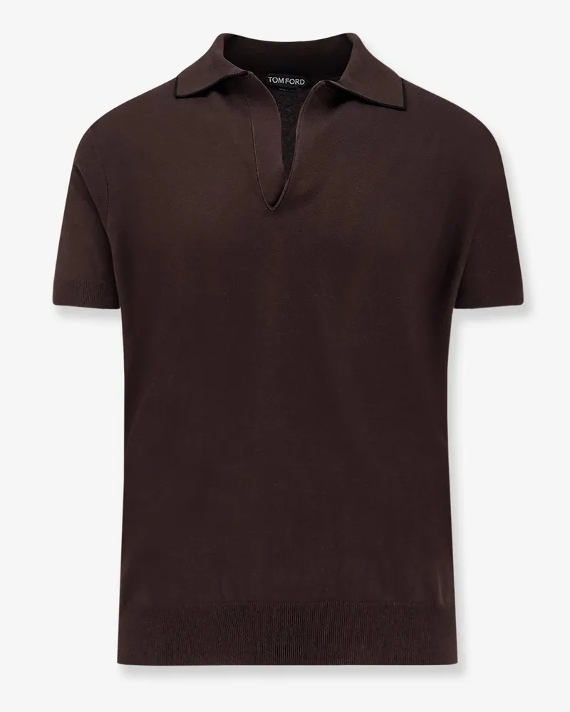 Tom Ford Cotton and silk blend polo shirt -  - gender_Man Brown