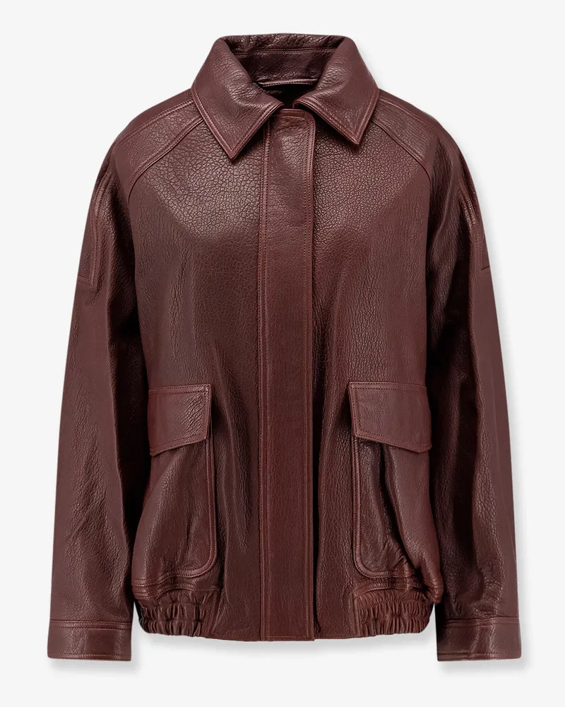 Róhe Aviator grained leather jacket -  - gender_Woman Brown