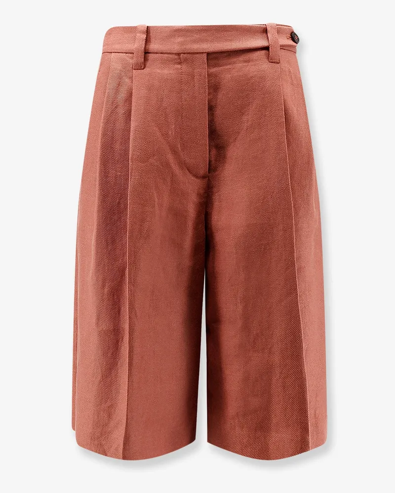 Brunello Cucinelli Linen shorts with Monili detail -  - gender_Woman Orange