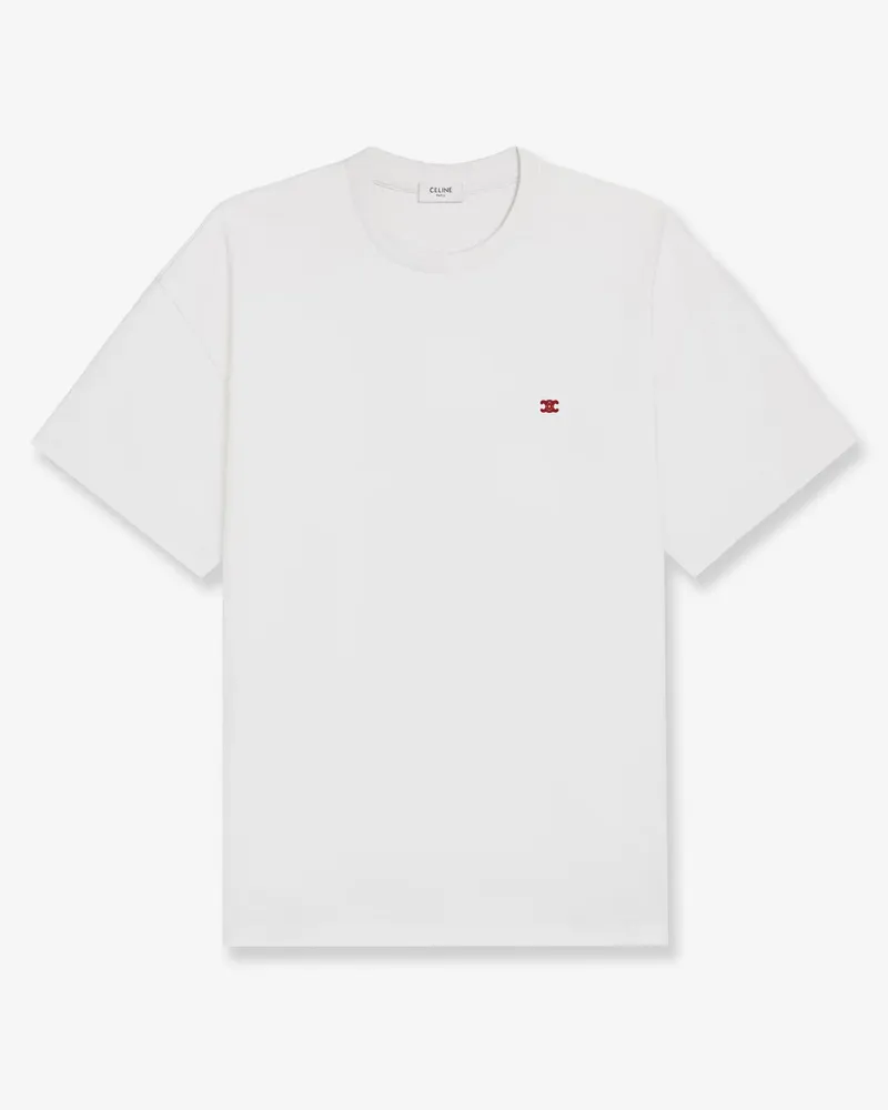Celine Cotton t-shirt with Logo embroidery -  - gender_Man White