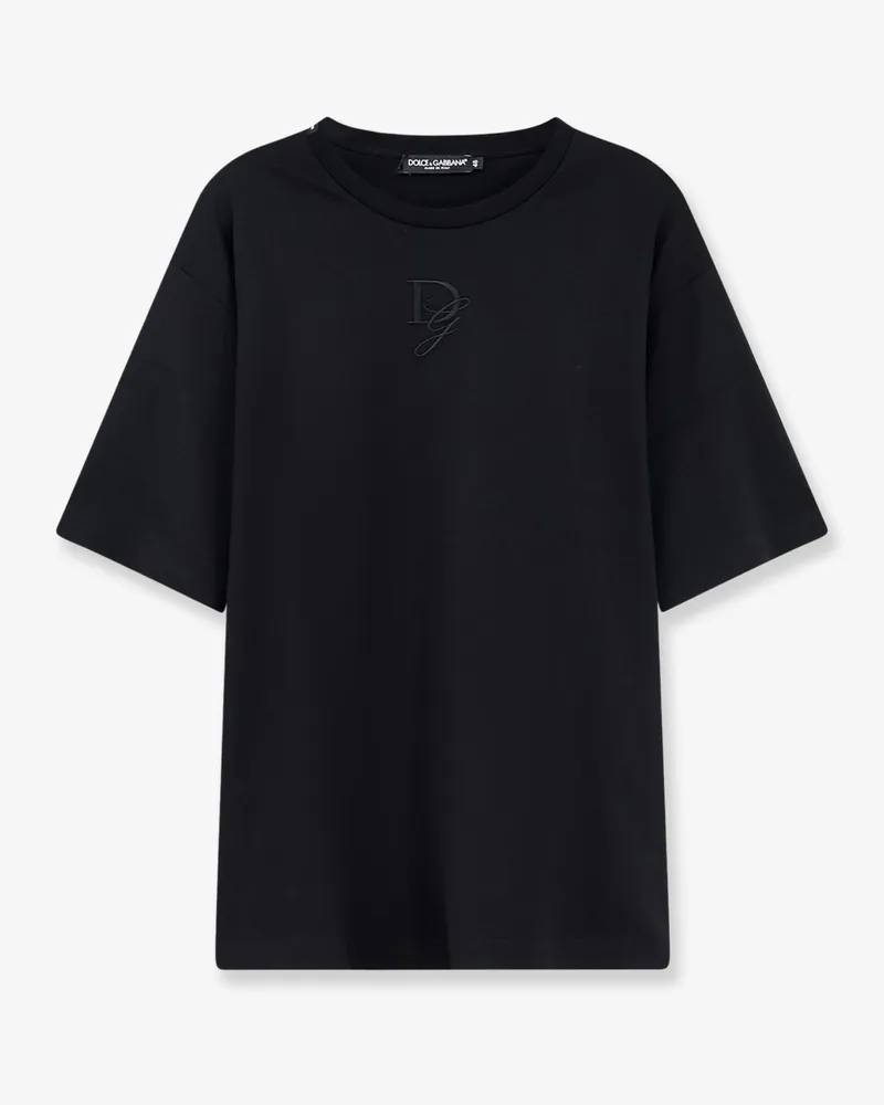 Dolce & Gabbana Cotton T-shirt with embroidered logo on the front -  - gender_Man Black