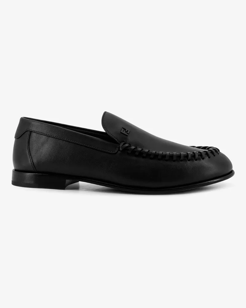 Fendi Leather loafers with metal FF logo -  - gender_Man Black