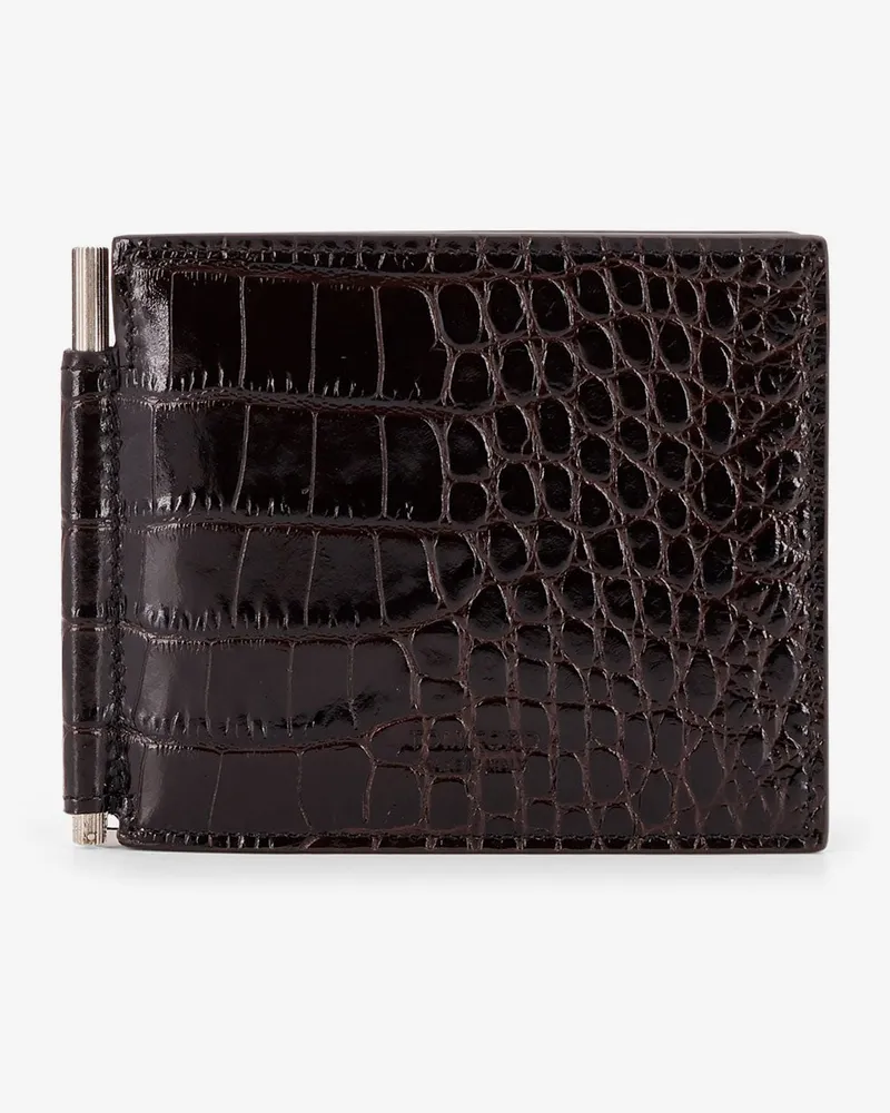 Tom Ford Crocodile-print leather wallet -  - gender_Man Brown