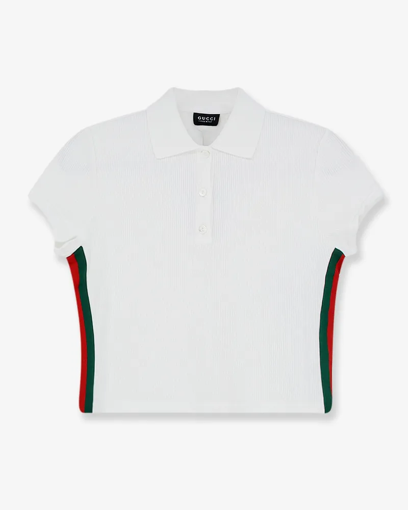 Gucci Ribbed cotton jersey polo shirt -  - gender_Woman White