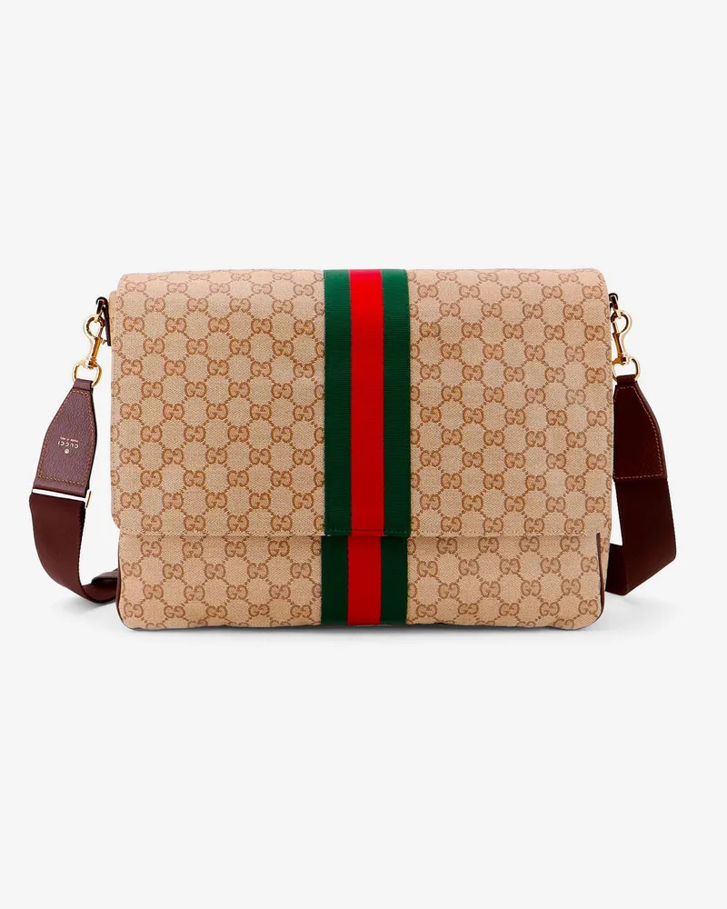 Gucci GG canvas crossbody bag with front Web detail -  - gender_Man Beige