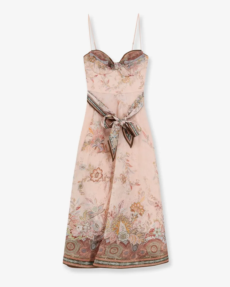 Zimmermann Alchemy silk and linen blend midi dress with all-over floral print -  - gender_Woman Pink