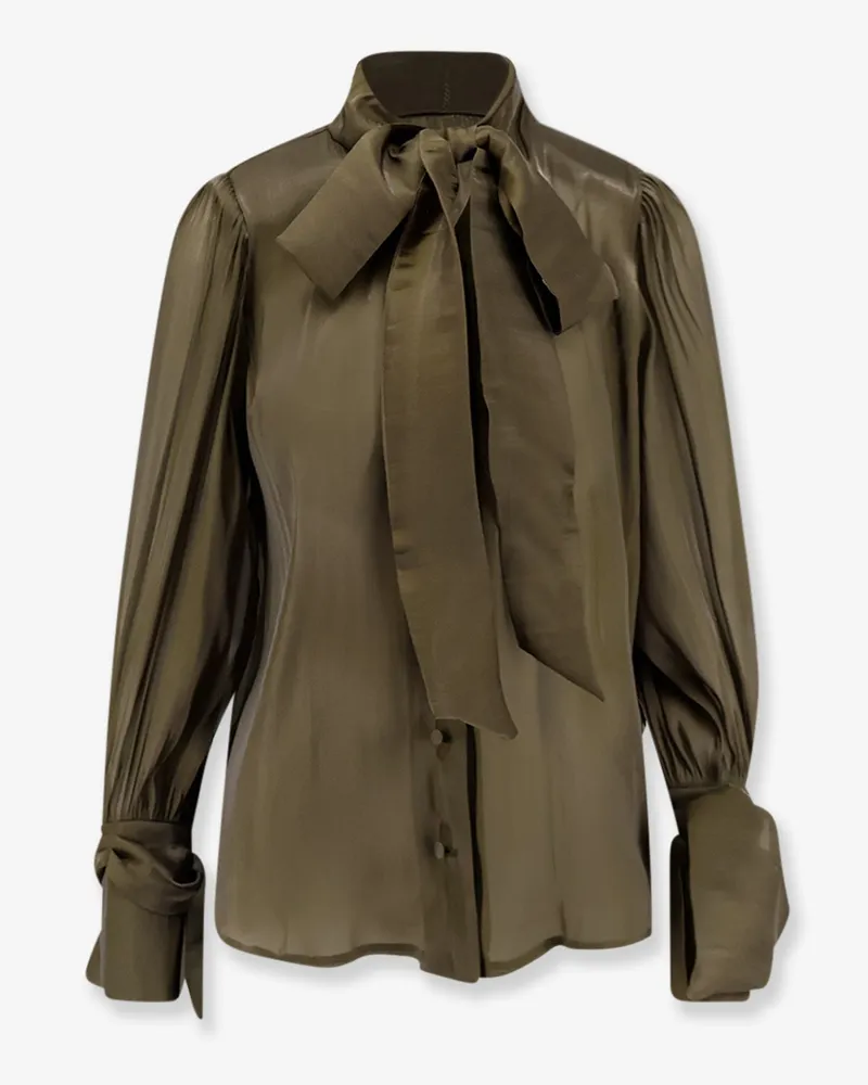 ACTUALEE Satin shirt with padded shoulders -  - gender_Woman Green