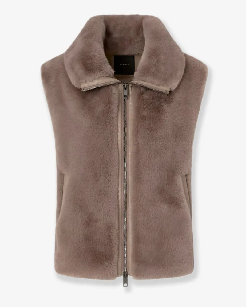 Pinko Deyn faux fur sleeveless jacket -  - gender_Woman Beige
