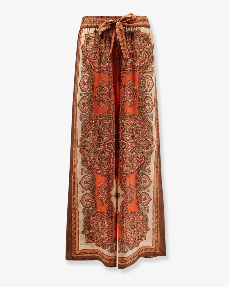Zimmermann Mahon silk trousers with paisley print -  - gender_Woman Orange