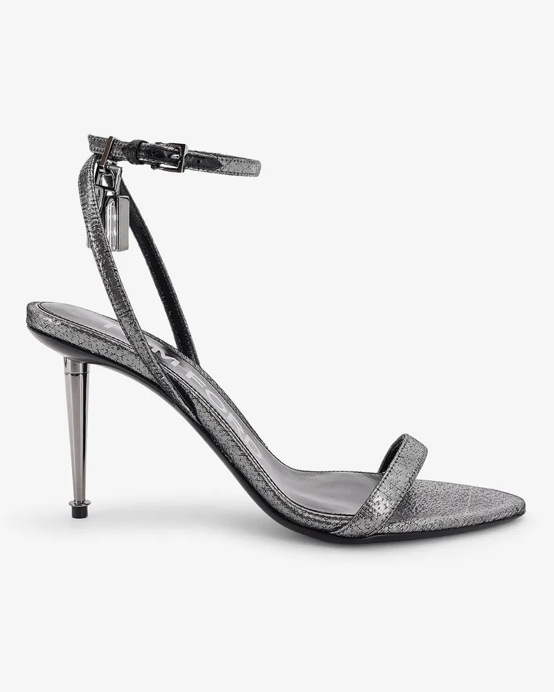 Tom Ford Laminated heeled sandals with laminated effect -  - gender_Woman Silver
