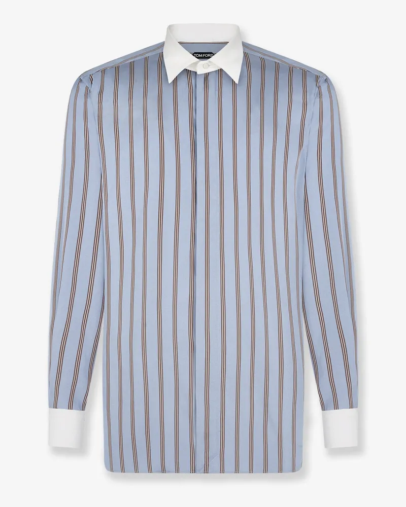 Tom Ford Striped silk shirt -  - gender_Man Blue