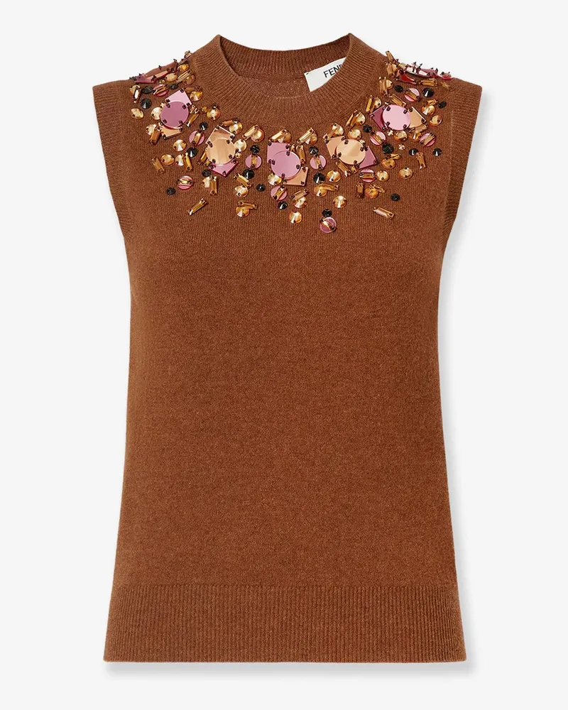 Fendi Sleeveless wool and cashmere sweater -  - gender_Woman Brown