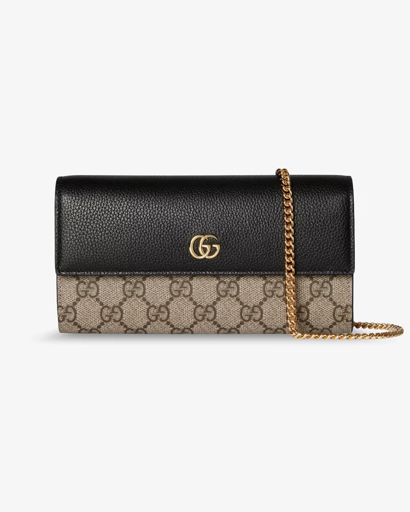Gucci GG Marmont leather and GG Supreme fabric crossbody bag -  - gender_Woman Beige