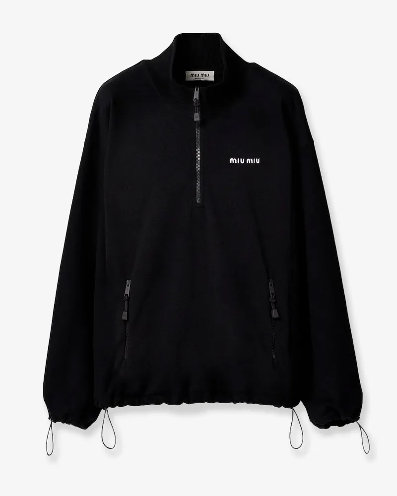 Miu Miu Fleece sweatshirt with Lettering Logo embroidery -  - gender_Woman Black
