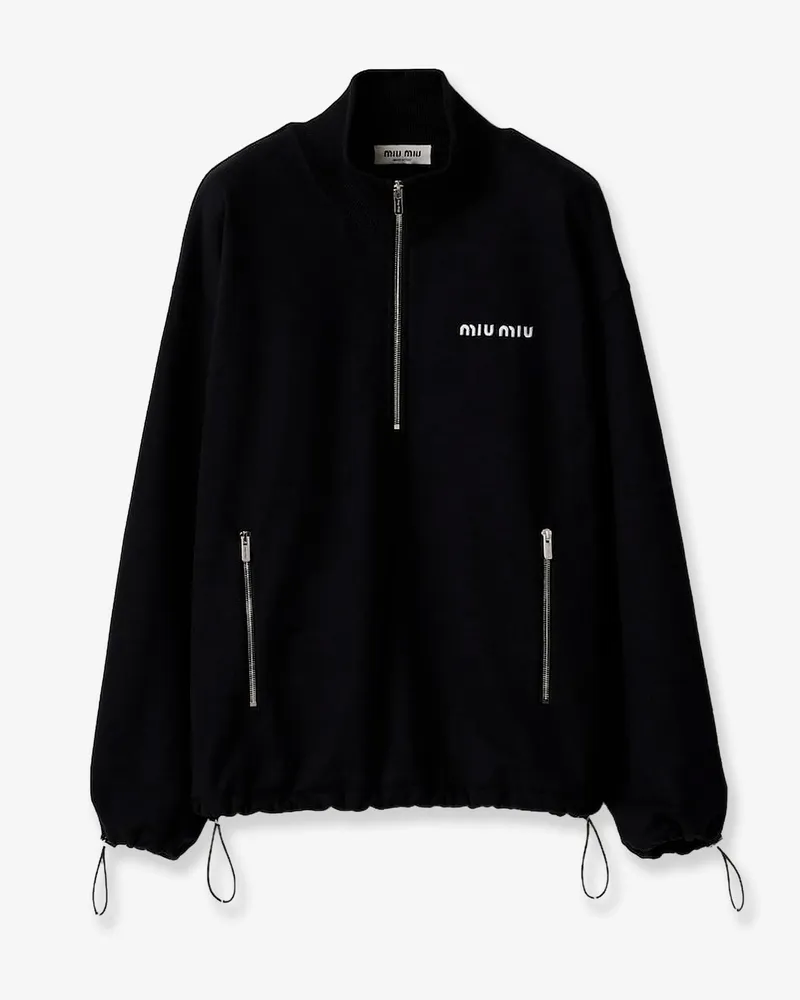 Miu Miu Fleece sweatshirt with Lettering Logo embroidery -  - gender_Woman Black