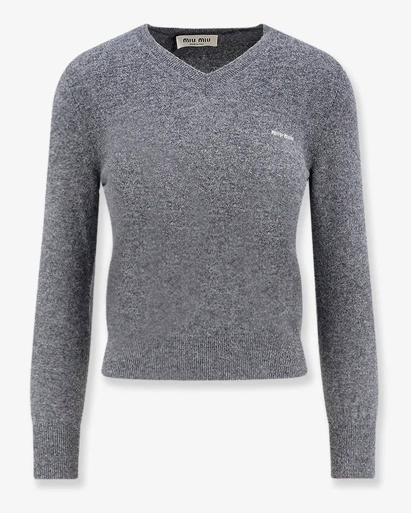 Miu Miu Wool sweater with logo inlay -  - gender_Woman Grey