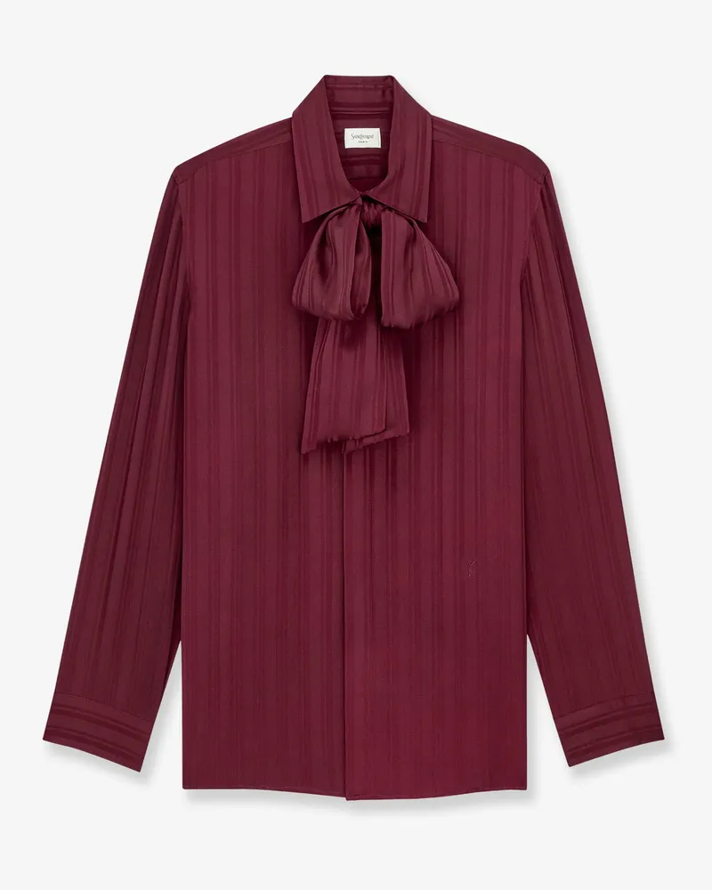Saint Laurent Cassandre Lavallière striped silk jacquard shirt -  - gender_Woman Red