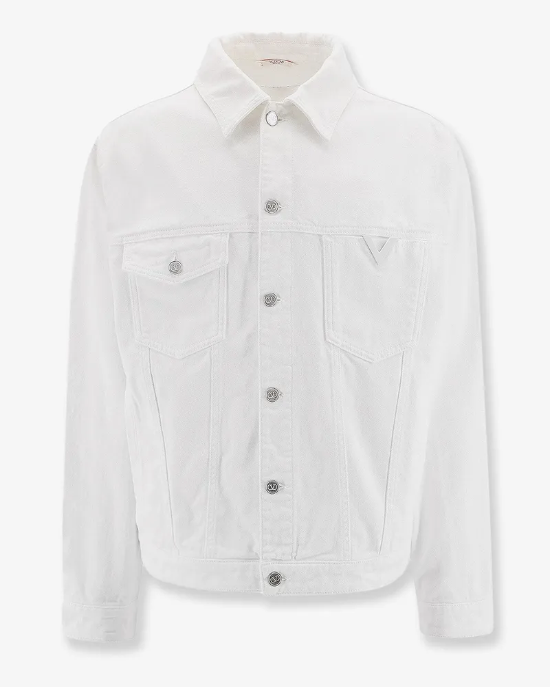 Valentino Garavani Denim jacket with metal vlogo detail -  - gender_Man White