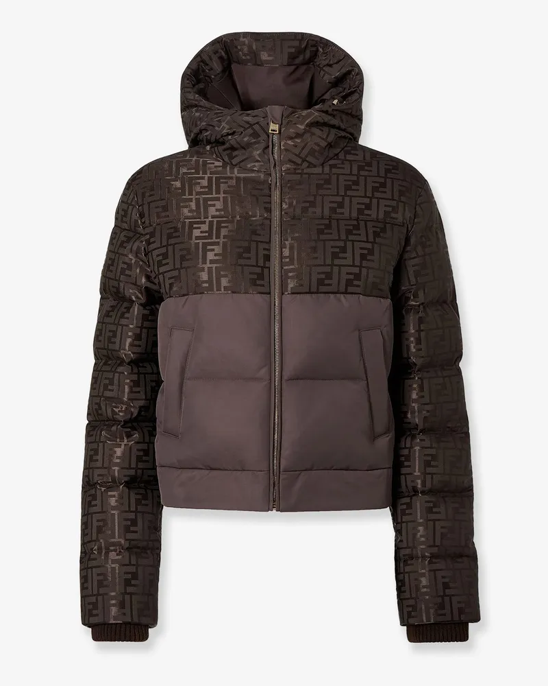 Fendi Down Jacket with FF Jacquard insert -  - gender_Woman Brown