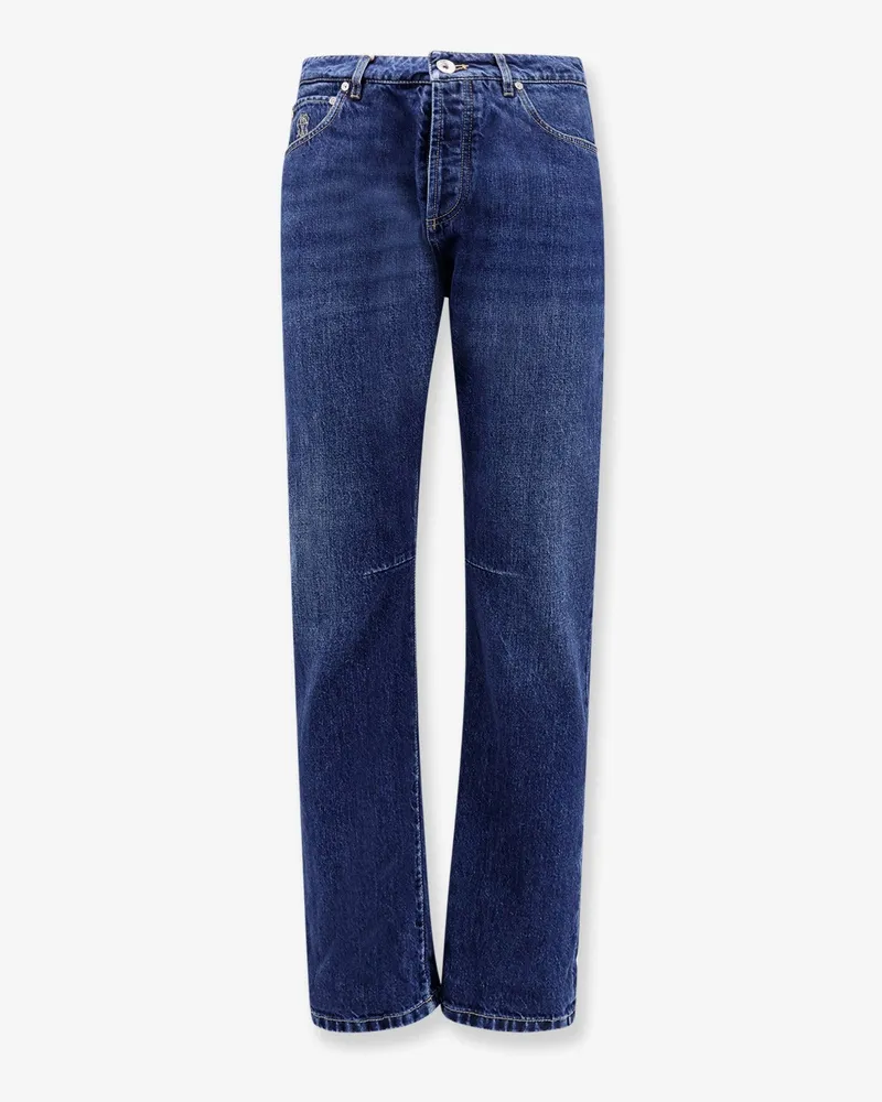 Brunello Cucinelli Leisure fit jeans with logo embroidery -  - gender_Man Blue