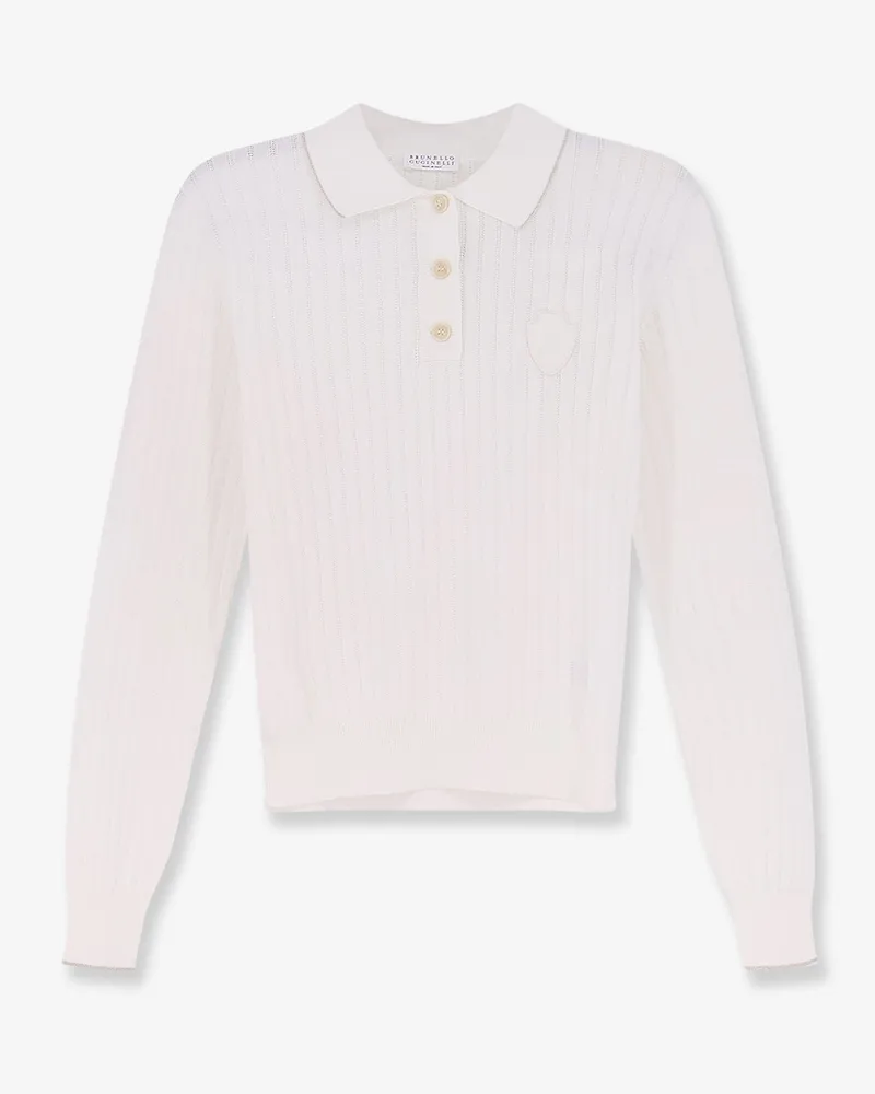 Brunello Cucinelli Cotton polo shirt with embroidered logo on the front -  - gender_Woman White