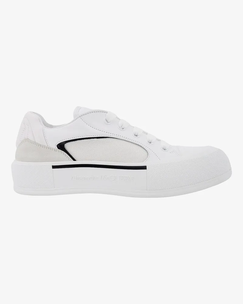Alexander McQueen Leather and canvas sneakers -  - gender_Man White
