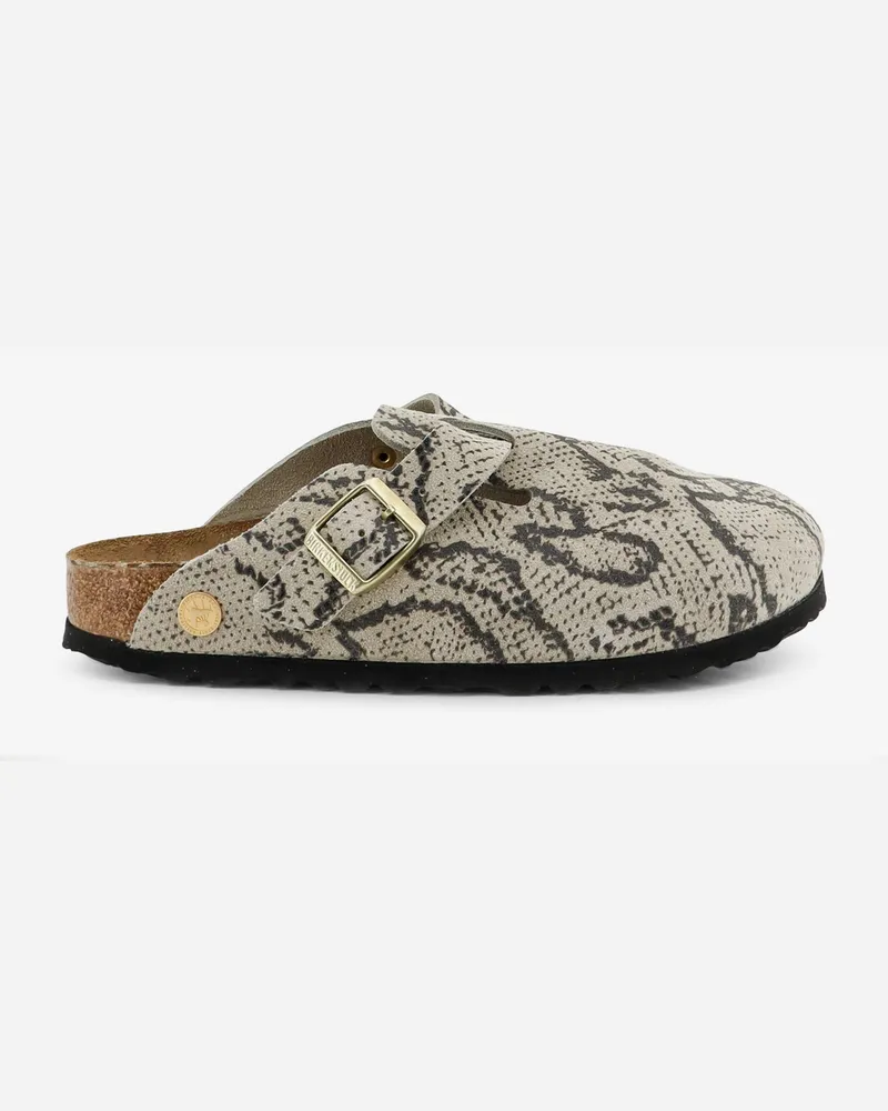 Birkenstock Boston suede sabot with python print -  - gender_Woman Grey