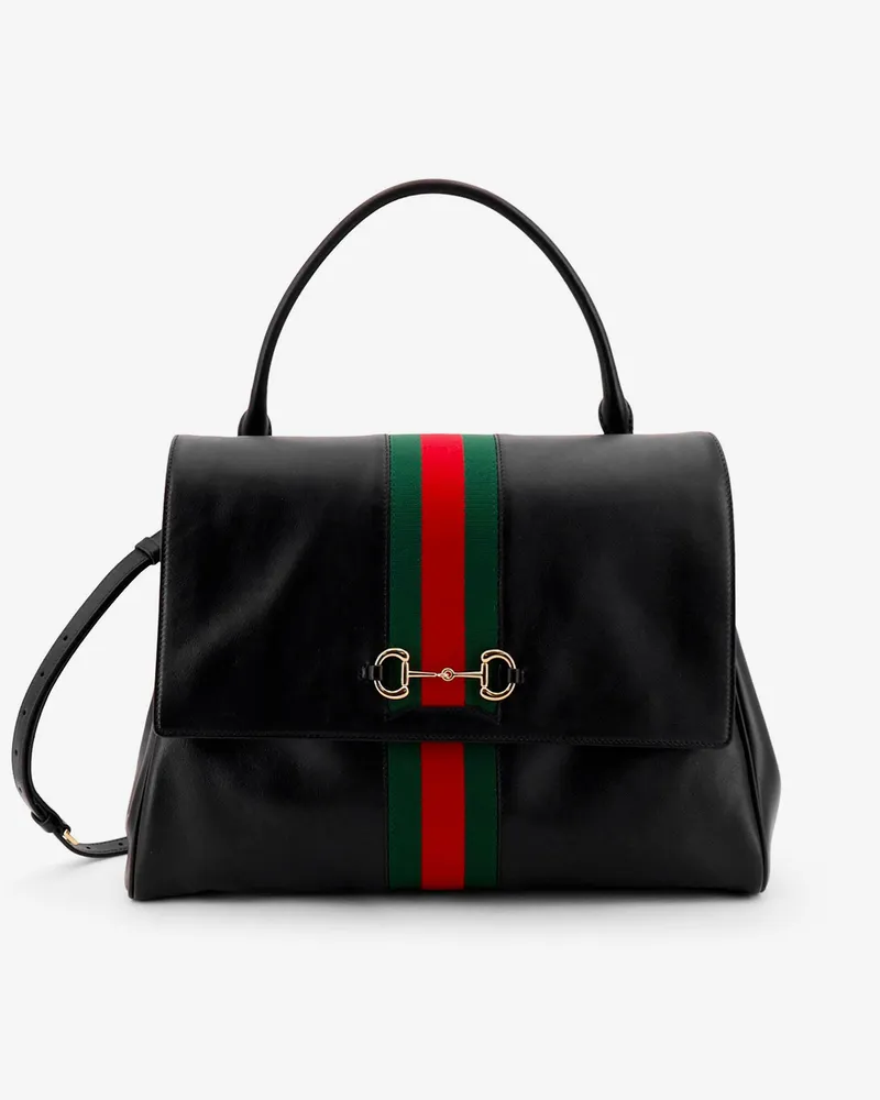 Gucci Paparazzo leather handbag with iconic metal Horsebit -  - gender_Woman Black