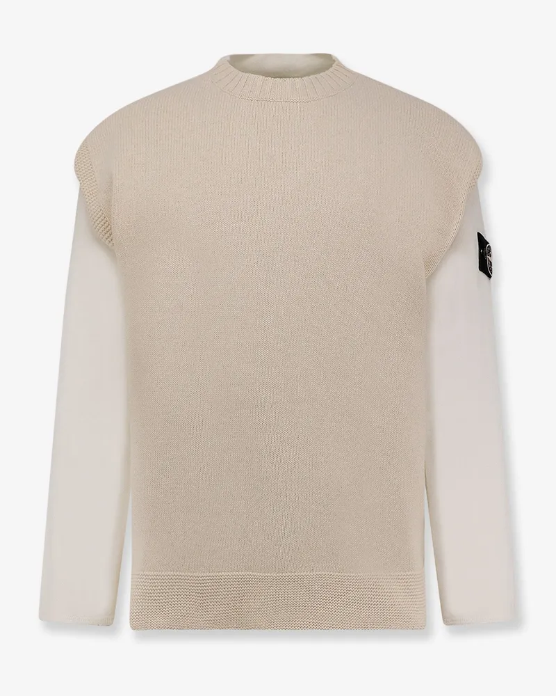 Stone Island Cotton sweatshirt with knitted insert -  - gender_Man White