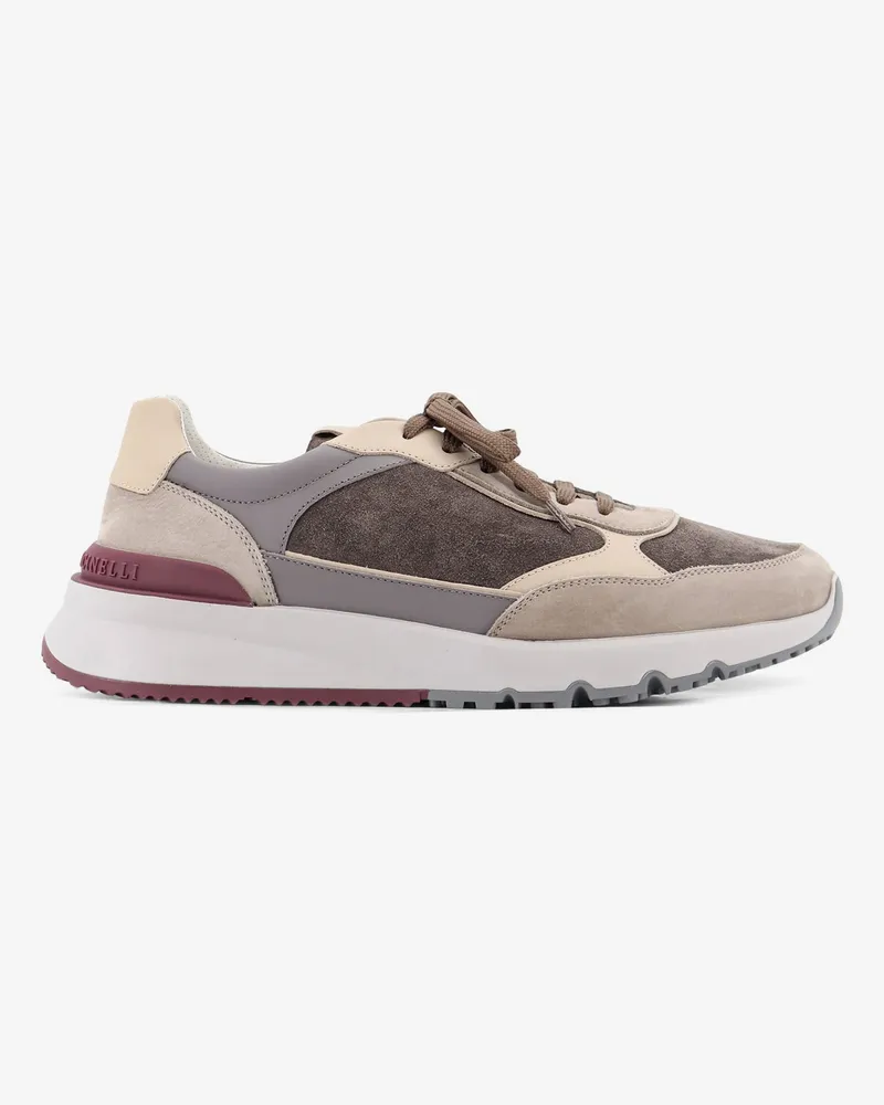 Brunello Cucinelli Suede sneakers with leather inserts -  - gender_Man Grey