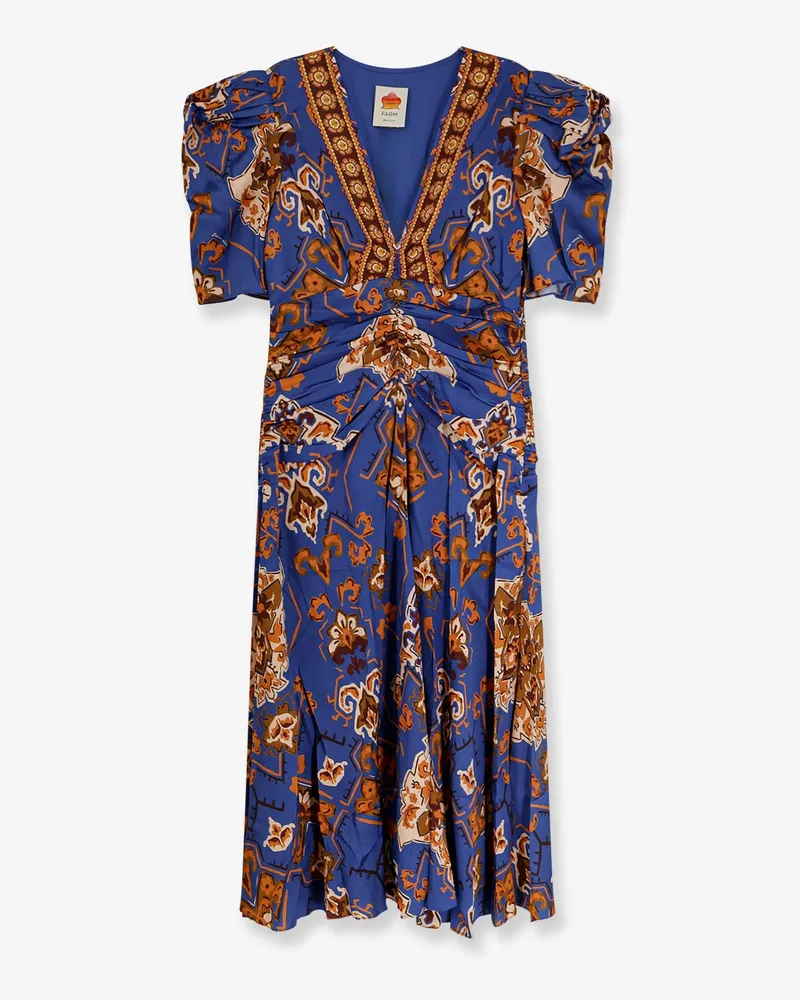 FARM Rio Ornament Floral viscose midi dress -  - gender_Woman Blue
