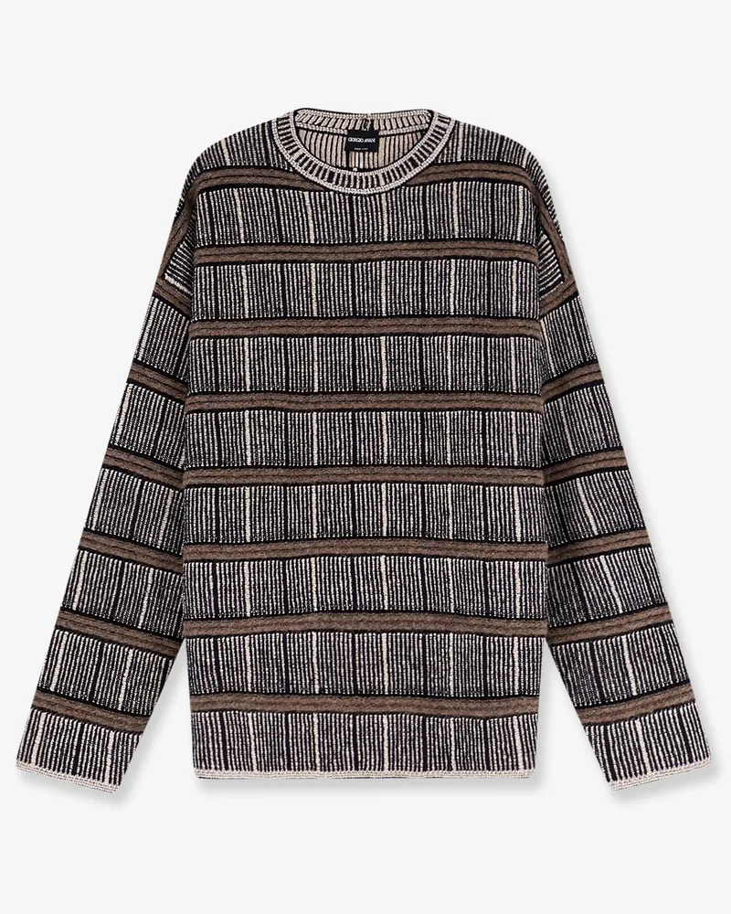 Giorgio Armani Over striped virgin wool and silk sweater -  - gender_Man Nero