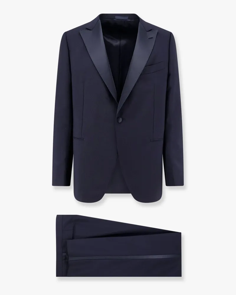 Caruso Timeless wool and mohair tuxedo -  - gender_Man Blue