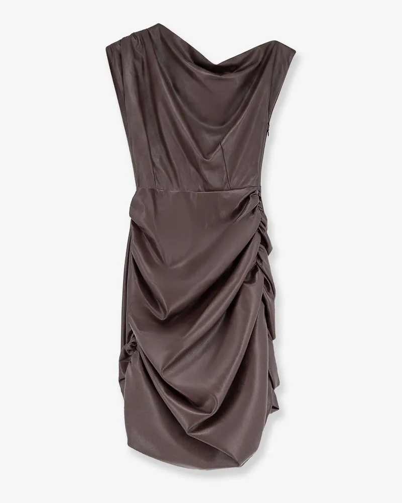 ACTUALEE Short faux leather dress -  - gender_Woman Brown